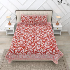 King Size Bedsheet With 2 Pillow Cover - 90 X 108 Inches, Red & White | Light Weight & Easy To Wash At Home | Resistant For An All-Season Use