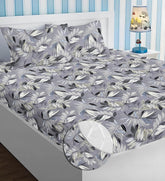 Microfiber All Round Elastic Fitted Bedsheets For Double Bed With 2 King Size Pillow Covers | 72x78+8 Inches, Grey & Black - Premium Brushed Microfiber Bedsheet, Breathable & Long Lasting
