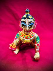 Full Painted Laddu Gopal Idol, Bal Gopal Ji, Brass, Gold, Handmade, Lord Krishna Statue For Home Temple | Occasion-Decorative, Religious, Idol