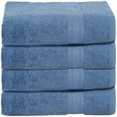 Ambra Linens 100% Cotton Large Size Bath Towel 2 Kg | Highly Absorbent Soft & Plush All Seasons Use (Dark Blue) - 4 Pcs