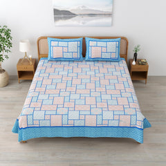 Sanskriti Bedsheet For Double Bed King Size With 2 Pillow Cover - 90 X 108 Inches, Sky Blue | Soft, Durable & Stylish | Breathable & Skin-Friendly