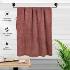 Urbanleaf Microfiber Large Bath Towel 300 Gsm | Quick Dry Super Absorbent Bath Towel For Men & Women (Coral Stripe)