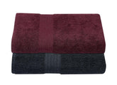 RD Trend 100% Cotton Bath Towels 1000 Gsm | Soft & Absorbent Bath Towel For Men, Women Urban Comfort (Black & Wine) - 2 Pcs