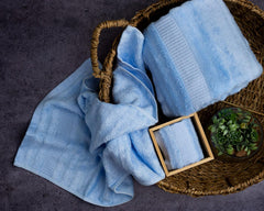Mush Bamboo Luxurious Bath + Hand & Face Towel 900 Gsm | Ultra Soft, Absorbent & Antimicrobial Towel (Sky Blue) -3 Piece