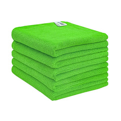 Softspun Microfiber Cleaning Cloths Towel 300 Gsm | Thick Lint & Streak-Free Multipurpose Cloths Automotive Microfibre Towels For Car, Bike Cleaning Polishing Washing Pack Of 5 (Green)