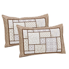 Printed Cotton King Size Bedsheet With 2 Pillow Cover - 90 X 108 Inches, Beige & Grey | Long Lasting Softness | Ideal For Regular Home Use | 144 Thread Count