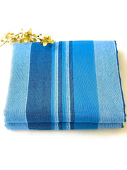 Handloom Cotton Single Bedsheet Without Pillow Covers | 60 X 90 Inches, Blue | Ideal For Diwali Decoration, Festive Gifting