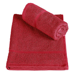 Bedspun Cotton Hand Towel 450 Gsm - Teal & Wine Red (Pack Of 4)