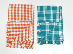 Bombay Dyeing Rimzim 100% Cotton Printed Soft & Slick Quick Drying Bath Towels 500 Gsm (Orange & Green) - 2 Pcs