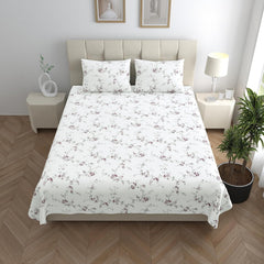 Plain Single Bedsheet With 1 Pillow Covers - 60 X 90 Inches, Vineyard & White | Soft, Breathable, Luxury Bedsheet | Hypoallergenic & Skin-Friendly