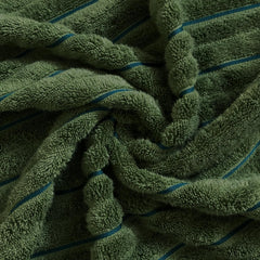 Spaces 100% Cotton Bath Towel 600 Gsm | High Loft Ribbed Texture High Absorbency Cotton Bath Towels (Dark Green)