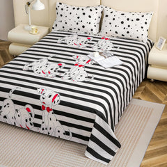 King Size Bedsheet With 2 Pillow Covers - 88 X 106 Inches, Black & White | Summer Breathable & Wrinkle Free | Bedsheet Long Lasting & Soft To Touch