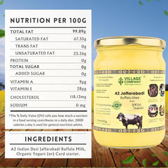 Premium A2 Jaffarabadi Buffalo Ghee By Village Company | Rich In Nutrients Calcium & Iron Pure Healthy Desi Cow Ghee For Heart Health | (500ml) 16.9 Ounce | Jar Pack