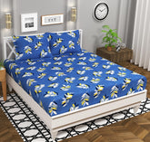 100% Cotton Double Bedsheet Set With 2 Pillow Covers | 90 X 90 Inches, Blue - Lightweight & Breathable, Perfect For All Seasons