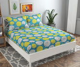 Printed Double Bedsheets With 2 Regular Size Pillow Cover - 90x90 Inches, Sky Blue | Beautiful Design Leaf Floral - Light Weight & Breathable Bedsheet