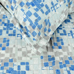 100% Pure Cotton Double Bedsheet For Queen With 2 Pillow Covers - 87 X 100 Inches, Grey & Blue | Soft & Durable For Everyday Use & Bedroom - All Season Comfort