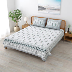 Sanskriti Bedsheet For Double Bed King Size With 2 Pillow Cover - 90 X 108 Inches, Grey | Soft, Durable & Stylish | Breathable & Skin-Friendly