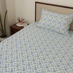 Printed Double Bed Sheet Include Pillow Covers - Size-90 X 100 Inches, White | Vibrant Colors & Soft Texture Wash After Wash