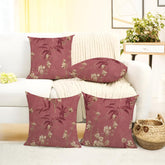 Microfiber Square Pillow Cushion For Sofa & Bed, Maroon Color - 24 X 24 Inch | Fluffy For Comfort & Back Support | Breathable, Premium Cotton Cushion Cover With Zip, Neck Support - Set Of 4