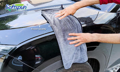 Softspun Microfiber Cloth Towel 400 Gsm | Extra Thick Microfiber Cleaning Cloths Perfect For Bike, Auto, Cars Both Interior & Exterior (Grey)- Pack Of 1
