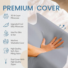 Luxury Cervical Pillow For Neck & Shoulder Pain Relief, Grey Color, Soft Pillow | Orthopedic Memory Foam Pillows | Cool & Breathable Fabric, 2 Heights & Butterfly Design, Washable, Pillow