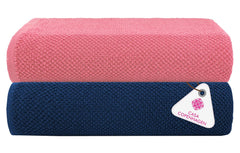 Casa Copenhagen Designed In Denmark Popcorn Super Soft 2 Pieces 100% Cotton Large Bath Towel 525 Gsm - Navy & Pink