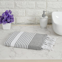 Dolce Casa 100% Cotton Turkish Fouta Towel 400 Gsm | Extra Large Full Size Cotton Bath Towel (Dark Grey)