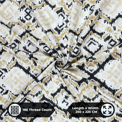 Bedsheet For Double Bed Cotton With 2 Pillow Covers, Grey & Beige - Queen Size 88 X 100 Inches | 190 Thread Count - Ideal For Festive Occasions