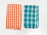Bombay Dyeing Rimzim 100% Cotton Printed Soft & Slick Quick Drying Bath Towels 500 Gsm (Orange & Green) - 2 Pcs