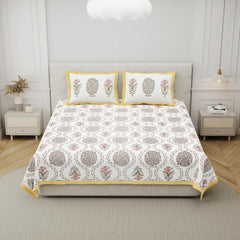 100% Cotton King Size Bedsheet With 2 Matching Pillow Covers - 90 X 108 Inches, Multicolor | Designer Printed Bedsheet Set - Naturally Soft, Breathable, & Skin-Friendly