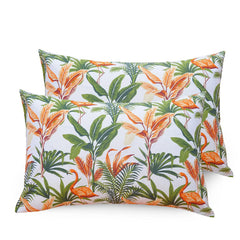 144 TC Double Bedsheet For Queen Size With 2 Pillow Covers - 88 X 96 Inches, Orange & Green | Printed Stripes & Flamingos | Perfect Gift For Anniversary, Wedding