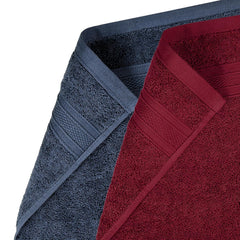 Mytrident Soft Comfort Air Rich 100% Cotton Hand Towel 800 Gsm | Highly Absorbent Towels For Men & Women Hand Towel (Wine Red & Navy) - 4 Pcs