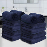 Heelium Bamboo Hand Towel 2400 Gsm | Ultra Absorbent & Anti-Bacterial | 3x Softer Than Cotton Towels (Navy Blue) - Pack Of 12