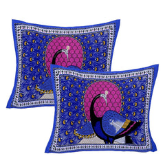 Rajasthani Jaipuri Bedsheets For Double Bed King Size With 2 Pillow Cover - 90 X 100 Inches, Blue & Pink | Skin Friendly Fabric With Vibrant Colors