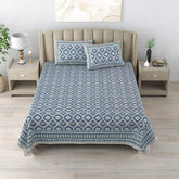 King Size Double Bedsheet With 2 Matching Pillow Covers Set | 90 X 108 Inches, Blue - Designer Printed Bedsheet Set | Perfectly Styled & Coordinated Look Bedsheet