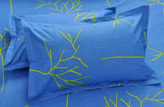 Queen Size For Bedsheet With 2 Pillow Covers - 88 X 96 Inches, Blue & Green | Soft & Comfortable Sleep Experience | Machine Wash In Cold Water