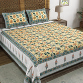 Hand Block Printed Cotton King Size Bedsheet With 2 Pillow Covers, 90 X 108 Inches, Multicolor | 200 Thread Count-Good For Villas, Resorts, Guest Houses, & Daily Home Use