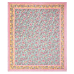 1 Queen Size Bedsheet For Double Bed With 2 Pillow Covers (90 X 108 Inches) Sky Blue & Pink | Beautiful Printed Designs - Breathable 100% Cotton Bedsheet Comfortable