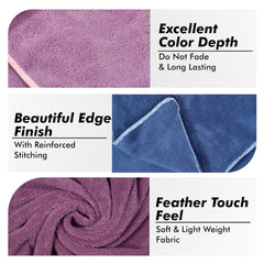Urbanleaf Microfiber Large Bath Towel Quick Dry Super Absorbent Bath Towel | Towel For Bath, Travel, Gym, Beach, Pool & Yoga (Navy Blue & Purple)