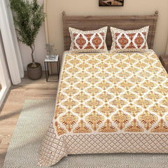 100% Cotton Jaipuri Bedsheet For King Size (90 X 103 Inches, Yellow) With 2 Pillow Covers | Perfect For Everyday Use, Guest Rooms, Or Gifting On Special Occasions