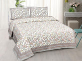 Traditional Rajasthani Design Bedsheet With 2 Pillow Covers - 90 X 108 Inches, White & Pink | Color Fade Resistant & Shrinkage Resistant For All-Season Use