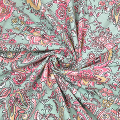 1 Queen Size Bedsheet For Double Bed With 2 Pillow Covers (90 X 108 Inches) Sky Blue & Pink | Beautiful Printed Designs - Breathable 100% Cotton Bedsheet Comfortable