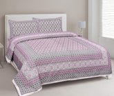 Traditional Rajasthani Design Bedsheet With 2 Pillow Covers - 90 X 108 Inches, Pink & White | Color Fade Resistant & Shrinkage Resistant For All-Season Use