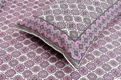 Traditional Rajasthani Design Bedsheet With 2 Pillow Covers - 90 X 108 Inches, Pink & White | Color Fade Resistant & Shrinkage Resistant For All-Season Use