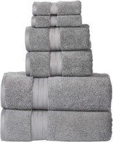 Senses By Riba 2 Bath + 2 Hand & 2 Wash Cloth Towel 1800 Gsm | All Cotton Premium Hotel & Spa Quality, Highly Absorbent Towel (Charcoal Grey) - 6 Piece
