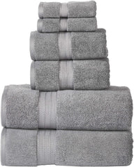 Senses By Riba 2 Bath + 2 Hand & 2 Wash Cloth Towel 1800 Gsm | All Cotton Premium Hotel & Spa Quality, Highly Absorbent Towel (Charcoal Grey) - 6 Piece