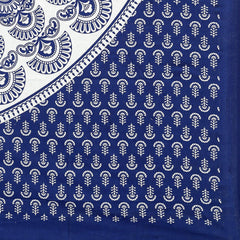Rajasthani Jaipuri Bedsheets For Double Bed King Size With 2 Pillow Cover - 90 X 100 Inches, White & Blue | Skin Friendly Fabric With Vibrant Colors