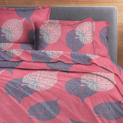 Premium Double Bedsheet With 2 Pillow Covers - 88 X 90 Inches, Pink & White | 100% Cotton Bedsheet Breathable & Wrinkle Free Light Weight