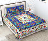 Cotton Double Bedsheet For King Size With Two Matching Pillow Covers - 90 X 100 Inches, Multicolor | Super Soft Breathable & Wrinkle Free