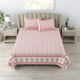 King Size Double Bedsheet With 2 Matching Pillow Covers Set | 90 X 108 Inches, White & Pink - Designer Printed Bedsheet Set | Perfectly Styled & Coordinated Look Bedsheet